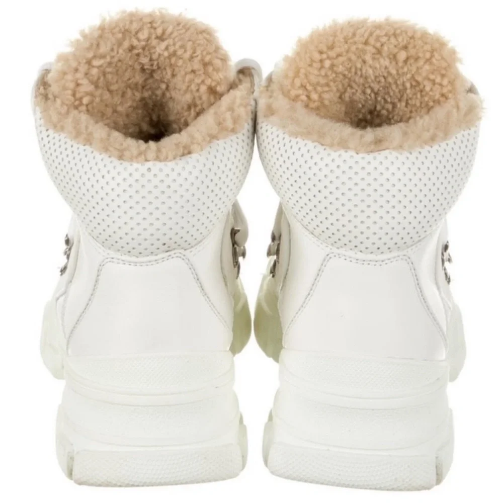 Gucci Journey FLASHTREK Leather Shearling Lug Sole Hiking Boots 38 - Picture 4 of 4